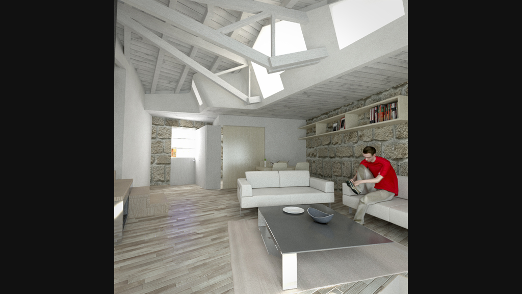 bocetos do arquitecto para o proxecto de arquitectura para rehabilitación de vivendas en Combarro- Poio
