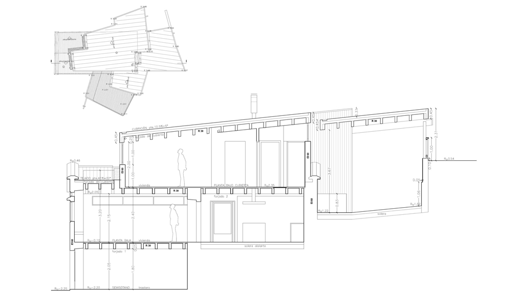 moureira 006 planos seccion moaña cubiertas inclinadas adyacentes arquitectos
